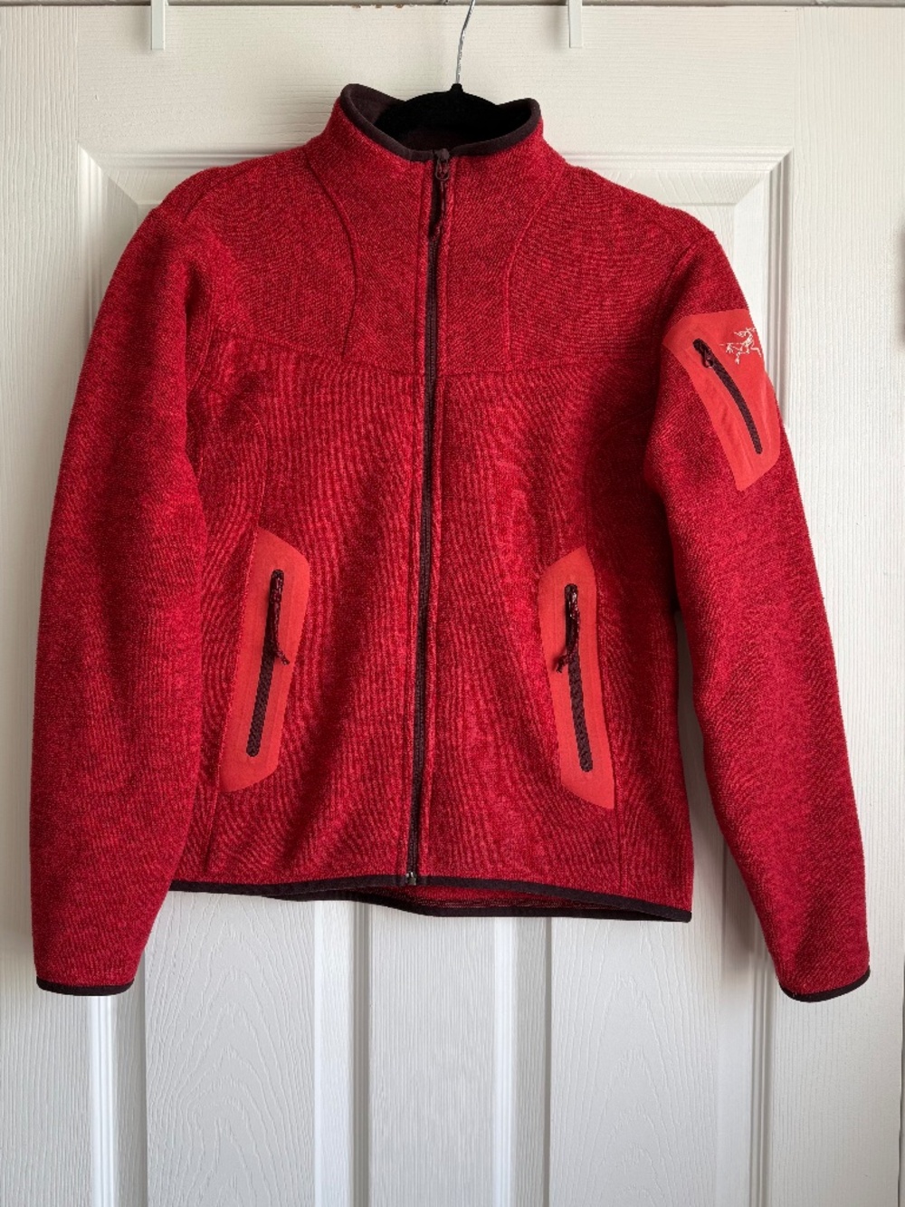 Vintage Arc'teryx Covert Cardigan Knit Fleece Jacket Red Size Small Petite